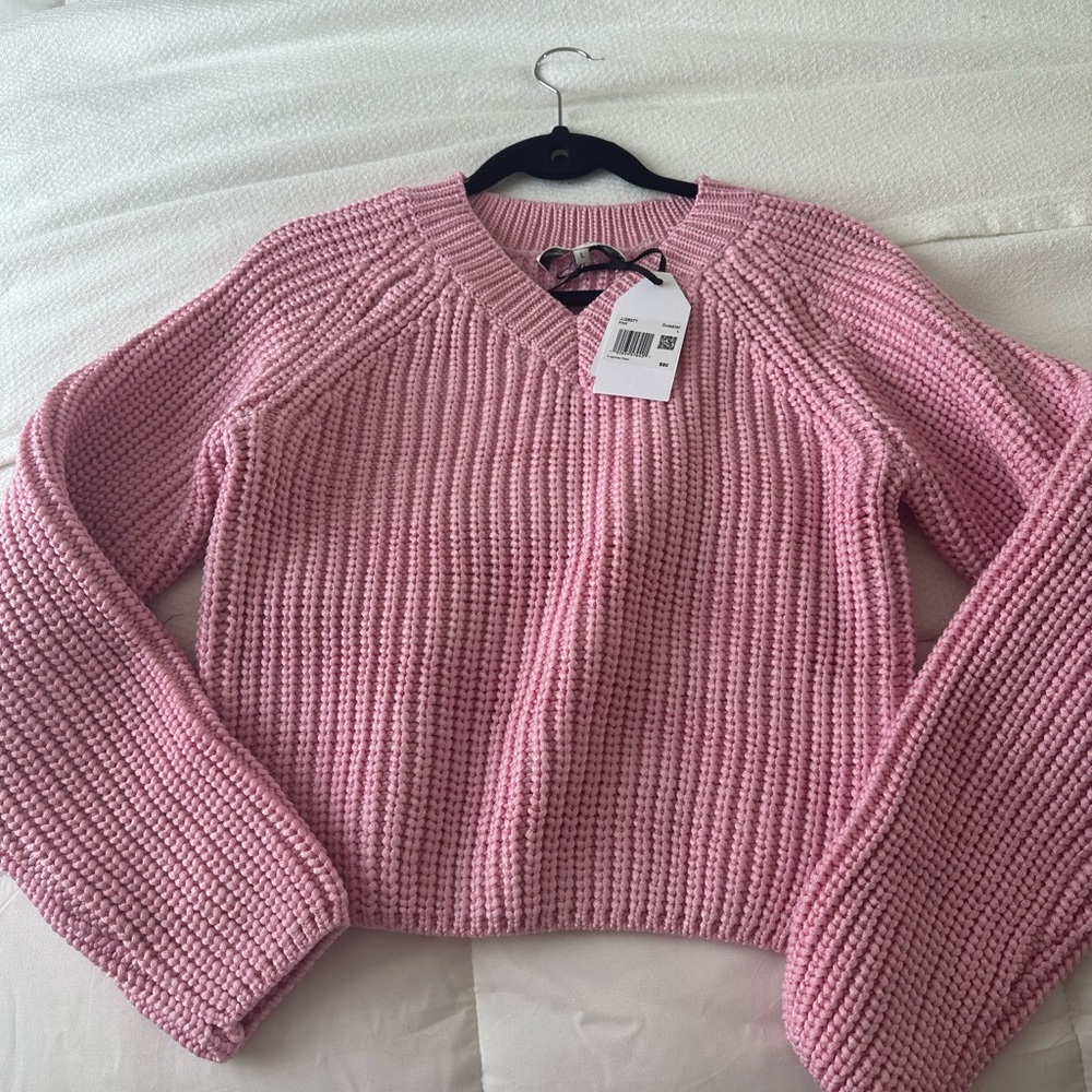 English Factory Pink V-Neck Sweater